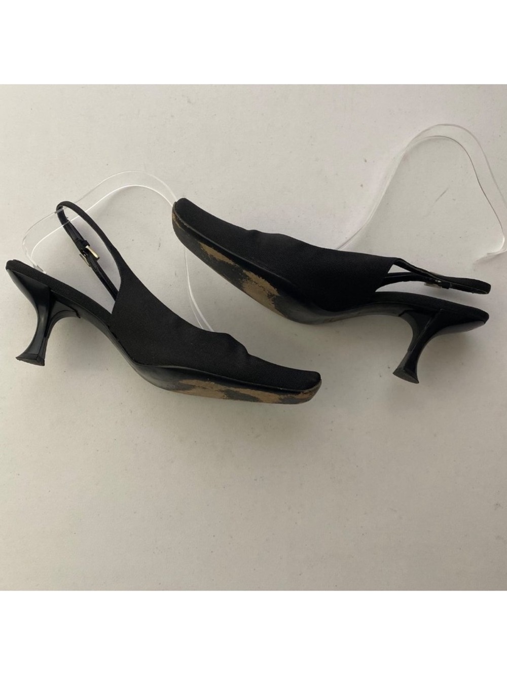 Prada Black Vintage Square Pointed Toe Heels Pumps Shoes EU 38.5 - Picture 3 of 10